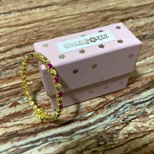 Gold Bangle Bracelet with Hearts